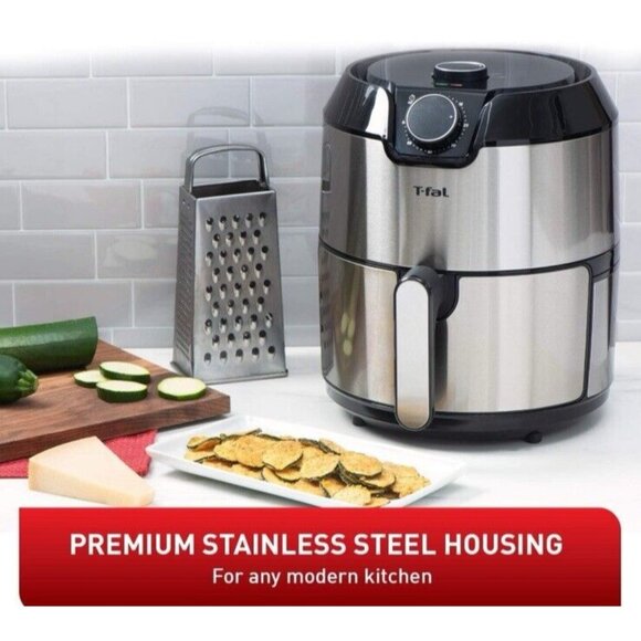 T-Fal Healthy Air Fryer Easy Fry Prestige 4.2L XL, Low Oil, Silver w Basket New - Picture 6 of 6